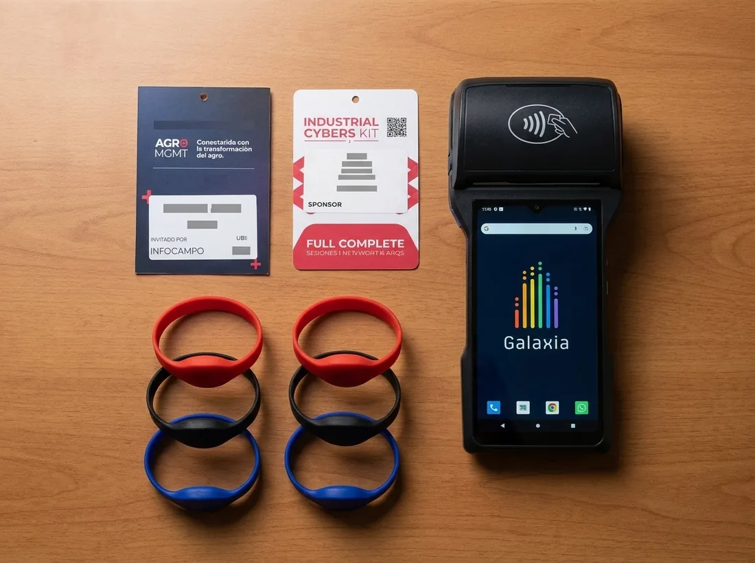 Pulseras NFC, credenciales y terminal de control de acceso